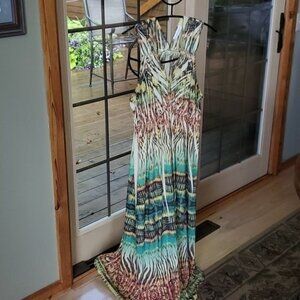 Christopher & Banks Maxi Desert Fall Colored Sunset Burst Maxi Sz.‎ L Dress